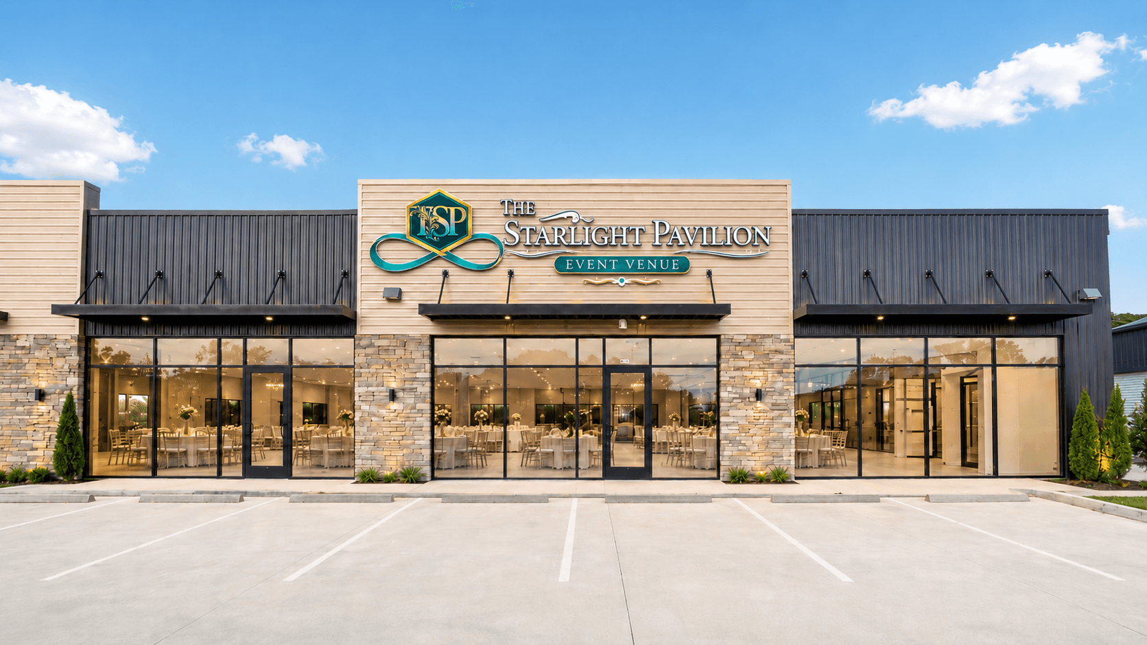 The Starlight Pavilion event venue exterior in Cypress, TX